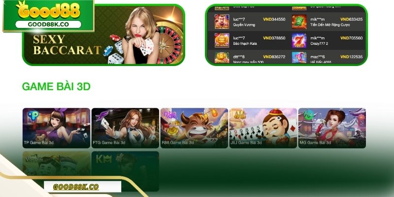 Sảnh game bài cực hot tại Good88